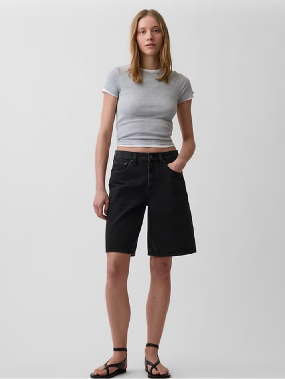 Gap 10” French Terry Denim Longline Shorts 10
